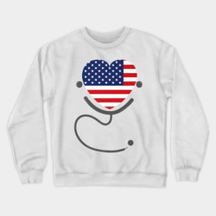 USA Flag Registered Nurse USA Flag T-Shirt 4th July Nursing Crewneck Sweatshirt